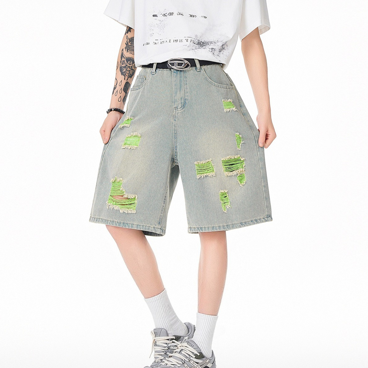 Men's Lined Ripped Denim Short - Fly Line ulasan dan harga