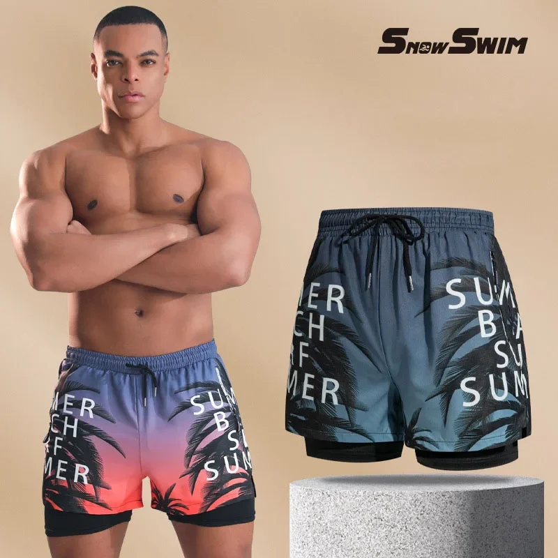 New Swim Trunks for Men Double - Saltwater Line ulasan dan harga